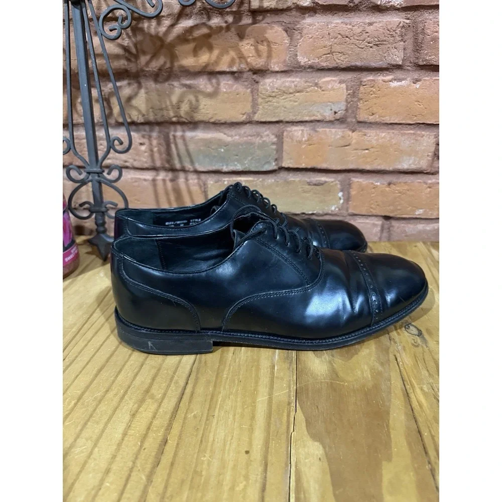 David Taylor 10.5 M Loafers‎ Black Leather Oxfords Round Toe Slip On Shoes